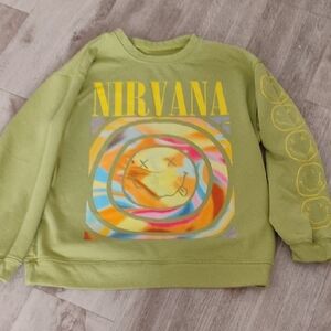 NIRVANA Lime Green Sweatshirt with Colorful Graphic